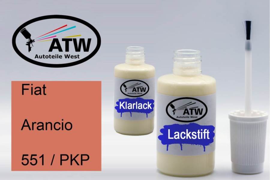 Fiat, Arancio, 551 / PKP: 20ml Lackstift + 20ml Klarlack - Set, von ATW Autoteile West.